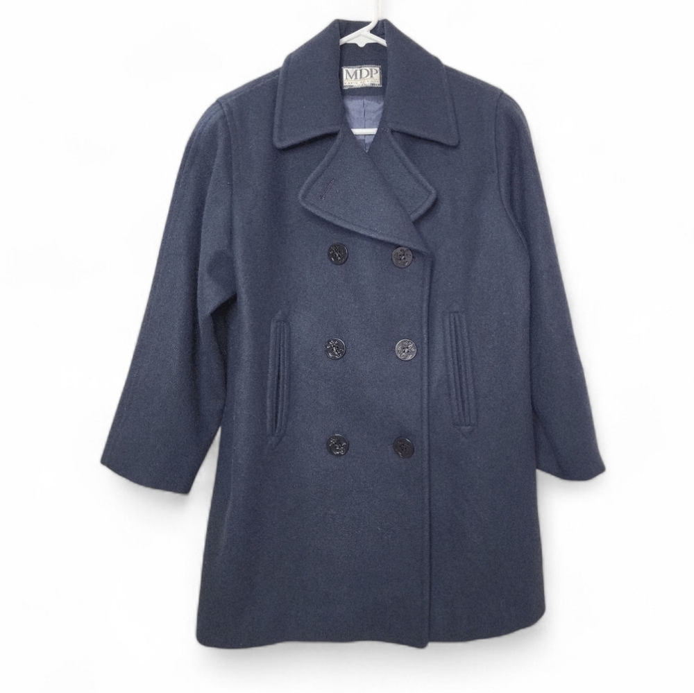 Vintage Mario De Pinto (MDP) Wool Pea Coat | Made in USA | 80% Wool Blend | Navy